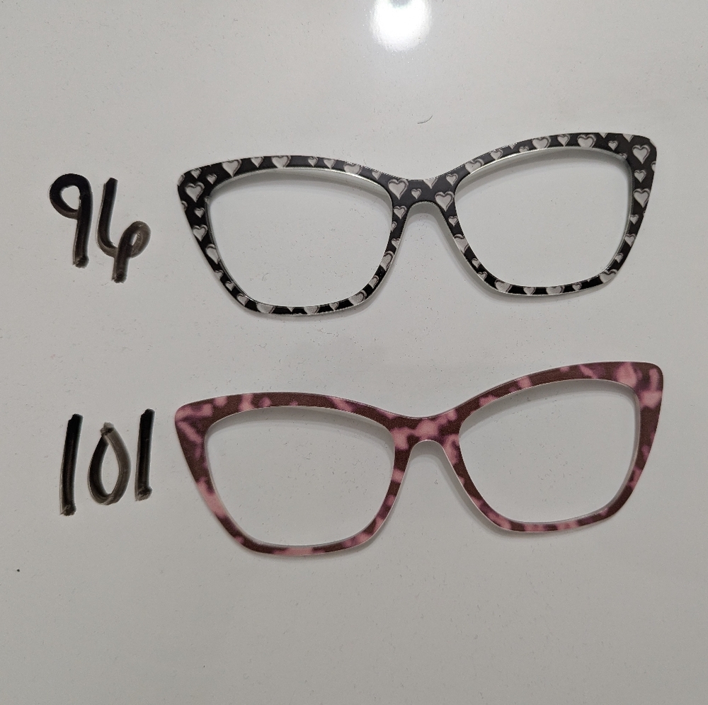 Stylish Heart Patterned Black and Pink Pair Eyewear Toppers For Wanda Eyeglasses